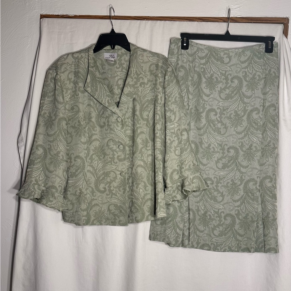Green Paisley Blazer and Skirt Set